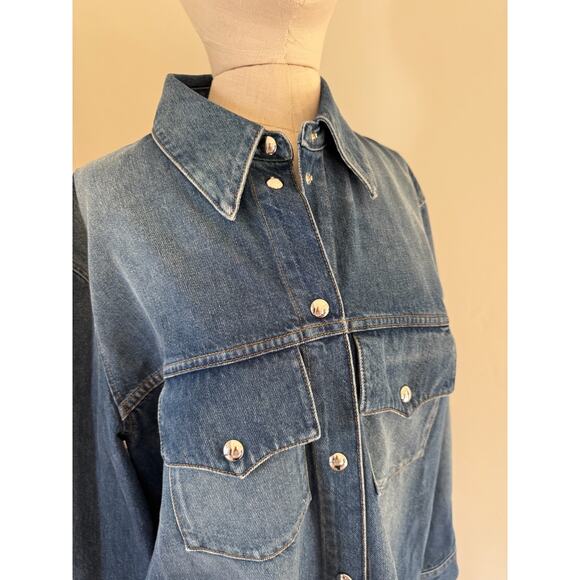 Khaite Jinn Denim Shirt Jacket Shacket 2024 Jeans Women's 2 Oversized Archer - Picture 3 of 8